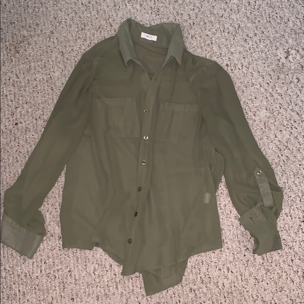Sheer flowy button up